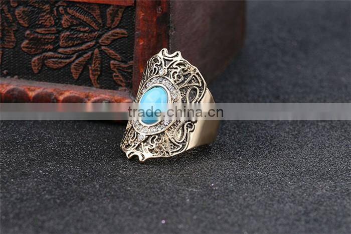 Best selling 1 dollar product gold plated zinc alloy resin single stone finger ring