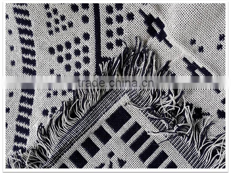 Gobelin black and white squares and Tapestry Throw Blanket