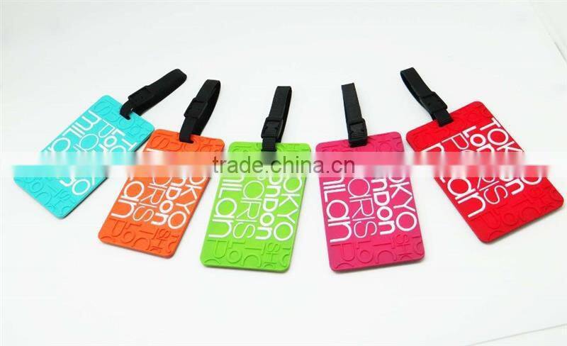 Custom Made Soft PVC Luggage Tag with Name Label/ silicone soft pvc luggage tag