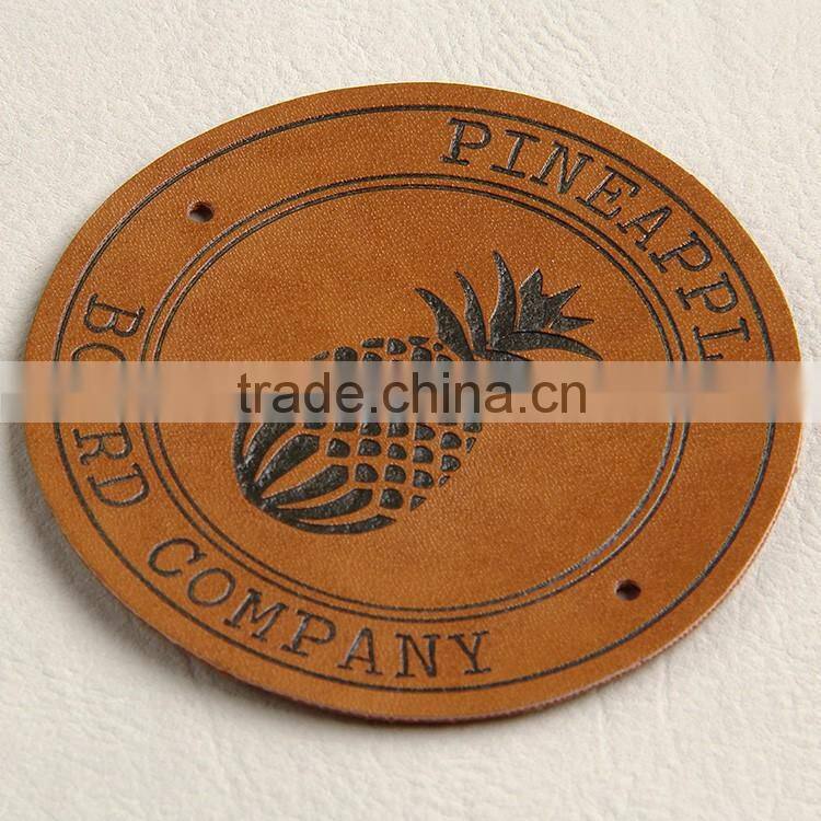 Zhejiang credible label factory produce printing & embossing leather patch label for women's mortarboard cap