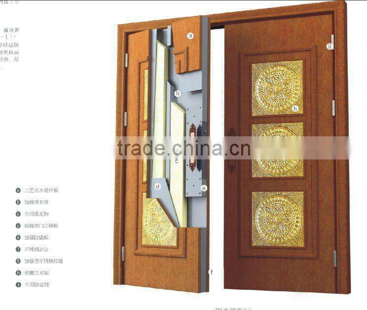 exterior stainless steel door and interior wooden door set security door