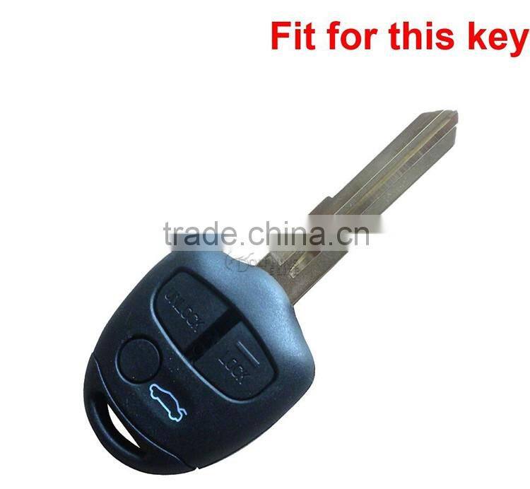 Car Leather Remote Key Cover Case For Mitsubishi Lancer Outlander ASX Pajero 3 button Insert Accessories