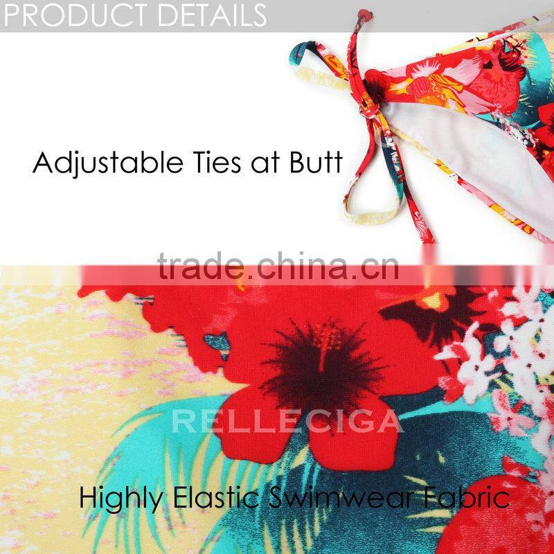 RELLECIGA 2015 Yellow Floral Add-2- Cups Push-up Halter Bikini