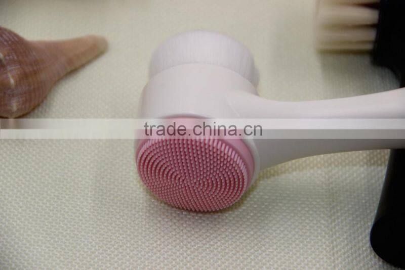 Newly skin care two sides silica gel add bristles face brush massage for women&men