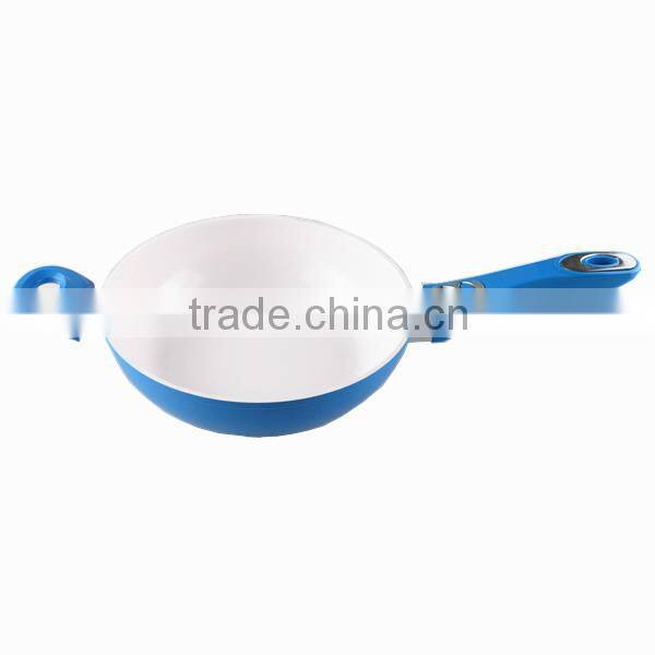 Aluminum non stick ceramic deep wok with double handles