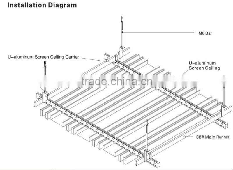 Good Evenness Wood Grain Surface Aluminum Ceiling Tiles U Aluminum Screen Ceiling