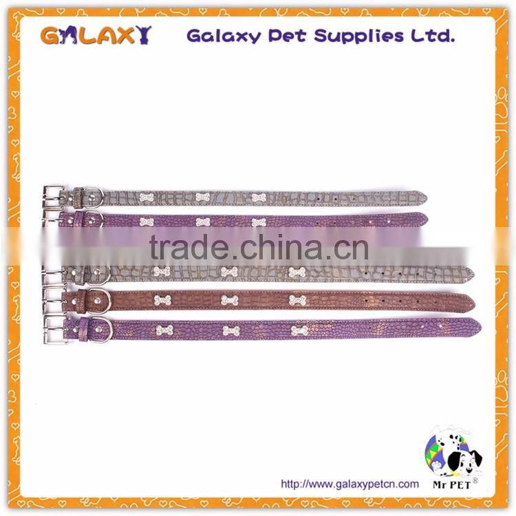 Wholesale bling pet dog training collar, PU leather Training Dog Collar