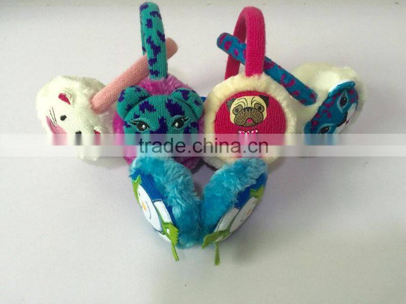 Fox / owl / Rabbit / Leopard Cartoon children knitted plush winter Warm children Telescopic earmuffs 2016 children accessories