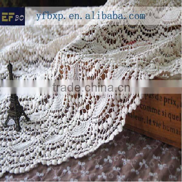 2014 fashion embroidery design fabric material for making dresses/ african guipure scalloped lace fabric for dress making
