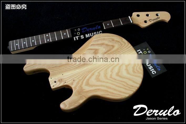 Diy High Quality Ash Wood Unfinished Electric Bass Guitar Kits 5 Strings