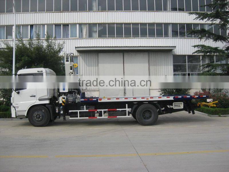 5 ton slide flatbed recovery truck wrecker with 6.3T crane for sale