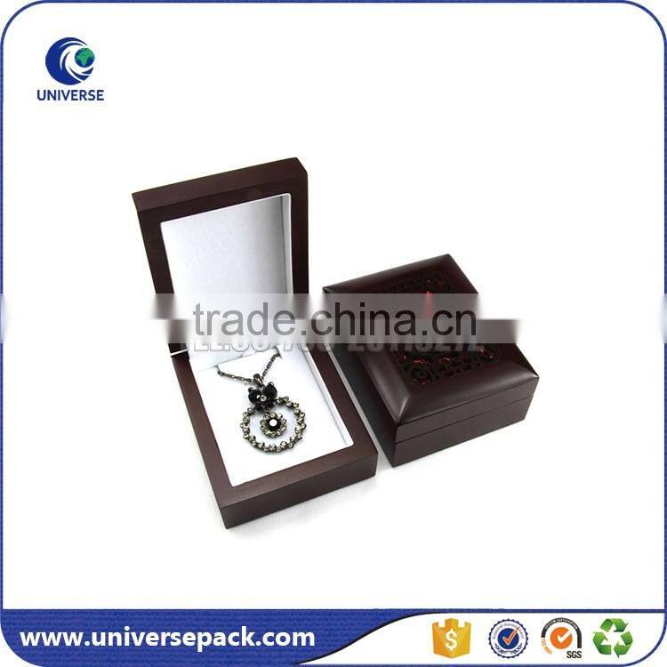 Hot sale custom black wood pendant box with brown bottom cover