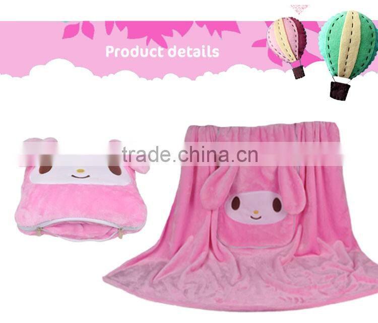 Multifunction Flannel Travel Blanket Pillow