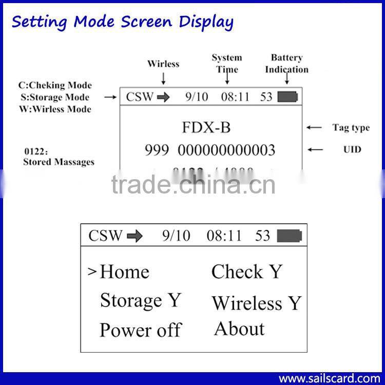 134.2kHz Portable Handheld RFID Reader for Livestock Management