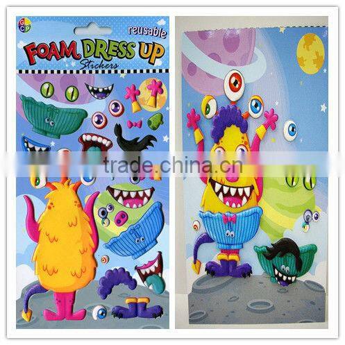 Dress up vinyl stickers wholesale , DIY/3D EVA dress up sticker
