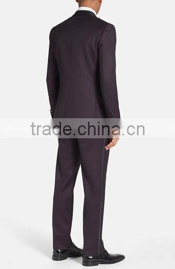 2014 Top Quality 100% wool dark purple groom tuxedos best man suits