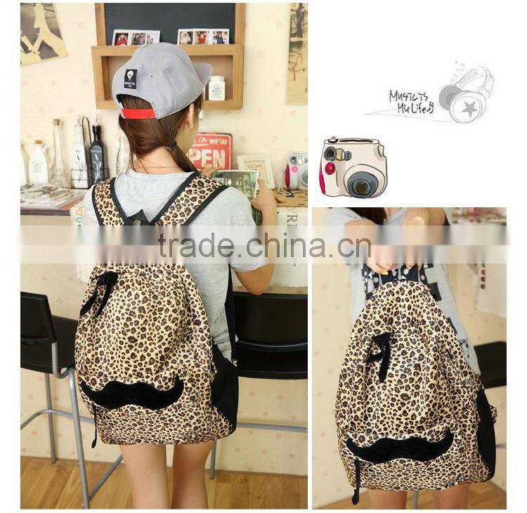 New Fashion Women Backpacks Lovely Beard Vintage Leopard Bag European and American Style PU Leather Backpacks