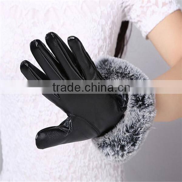 Black/Red PU Leather Cycling Hand Gloves For Ladies IN Low Price
