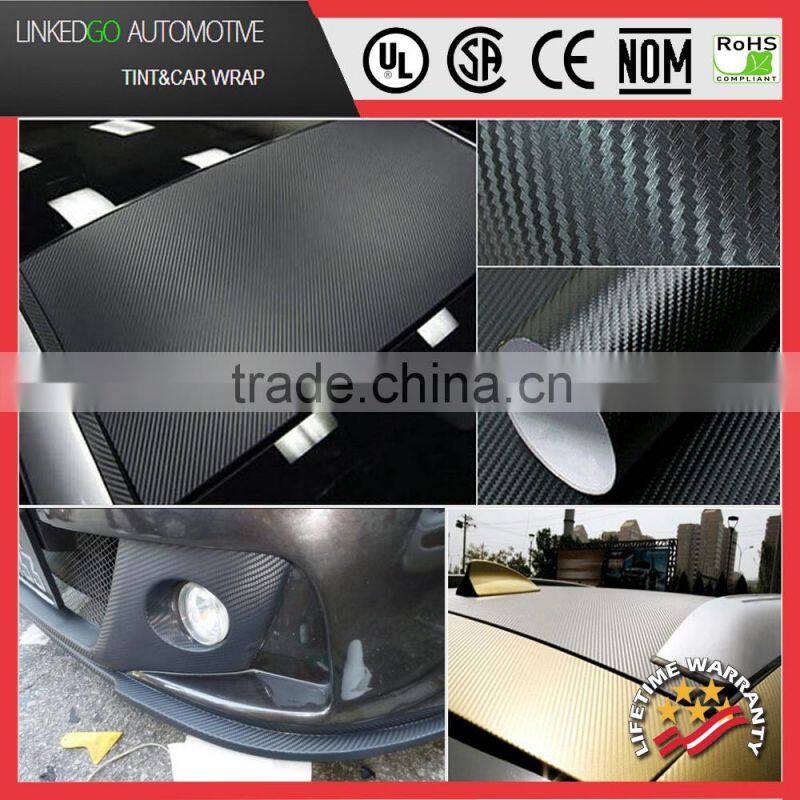 Fashion car sticker 1.52*30M vinyl wrap 4D Black Carbon Fiber Vinyl sticker sheet