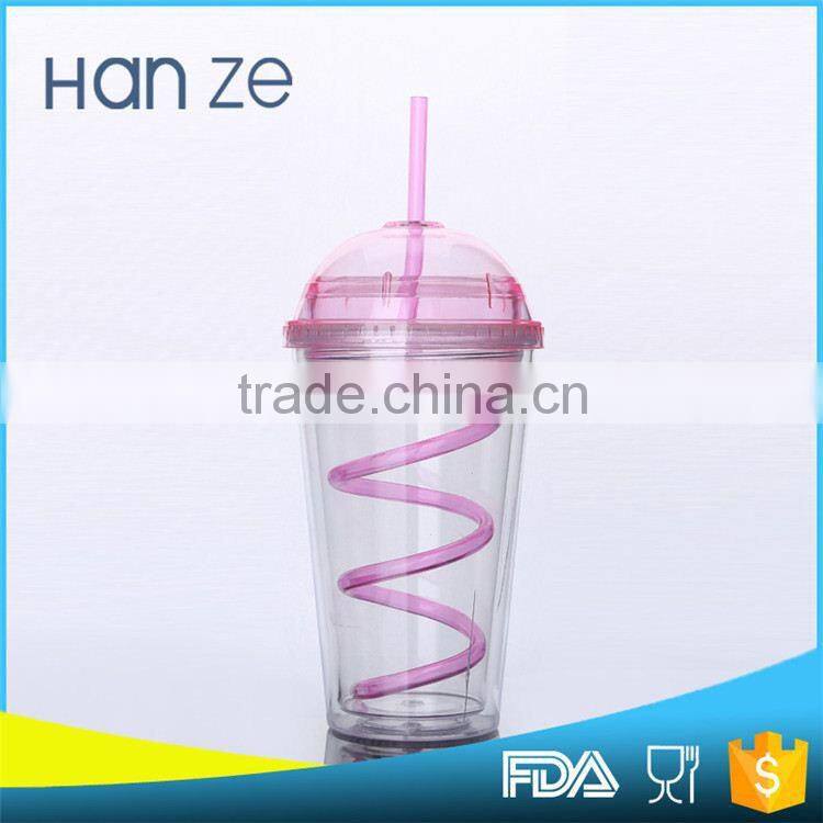 Hot sales colorful clear plastic drinking water bottle wholesale with straw