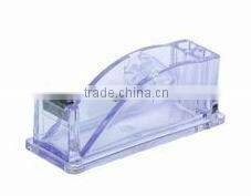 Transparent desktop tape dispenser with pen holder