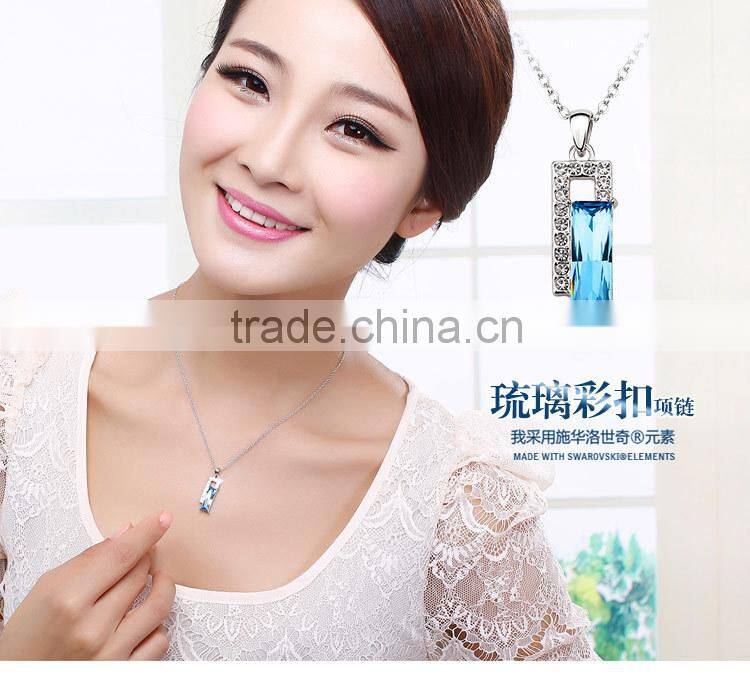 OUXI 2015 Love heart crystal necklace OUXI -10854