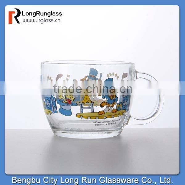 LongRun 17oz Anhui wholesale customoized glass container beautiful decal glassware with handle