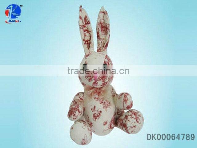 9" Printed Fabric Craft Stuffed Toy Animal Rabbit PP Cotton Filled