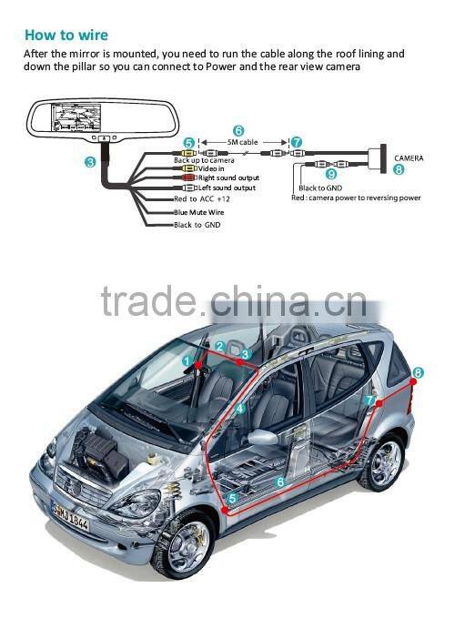 car rearview monitor with built-in bluetooth speaker 4.3inch display screen special bracket for every car