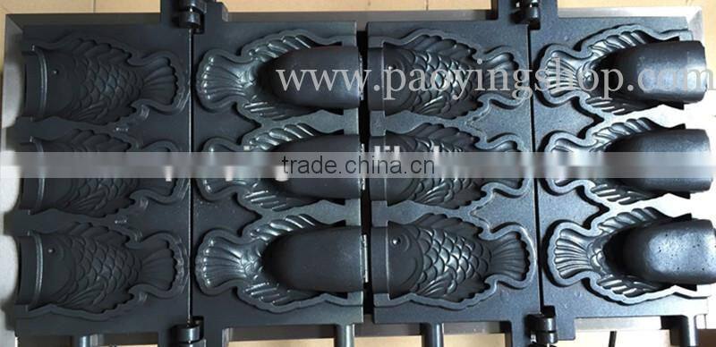 (3 in 1) 6pcs Fish Waffle Commercial Use Non-stick LPG Gas Icecream Taiyaki Baker + Batter Dispenser + Stuffing Scoop