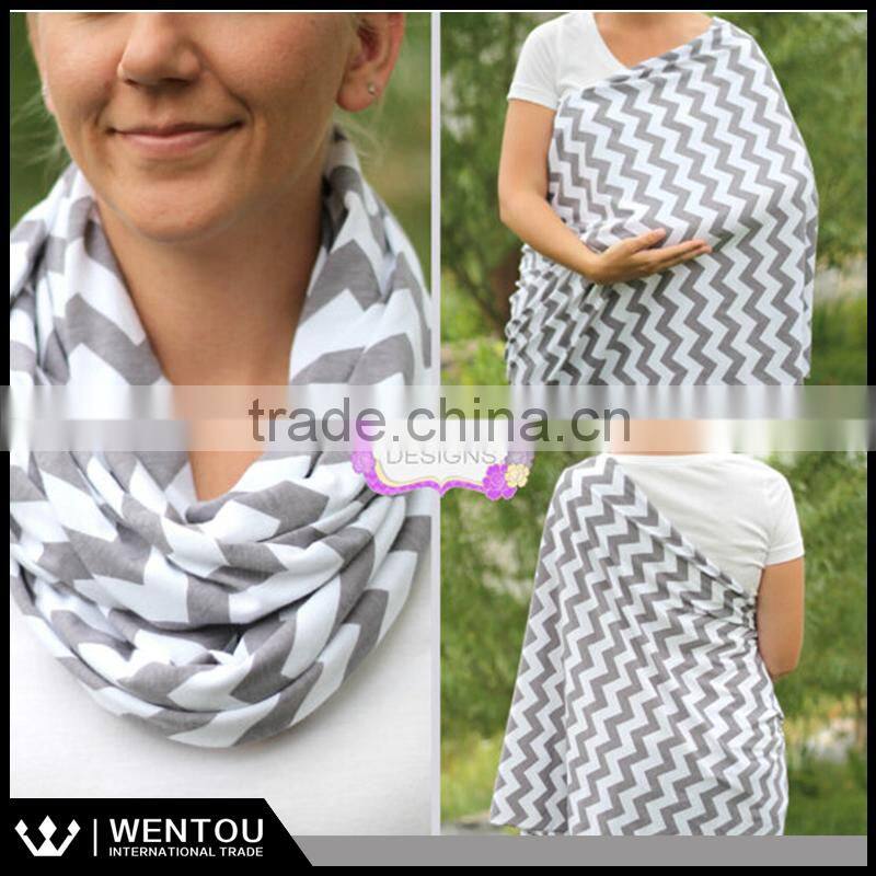 Striped Zig Zag Jersey Breasfeeding Cover Nursing Shawl Infinity Nursing Hand Dyed Scarf