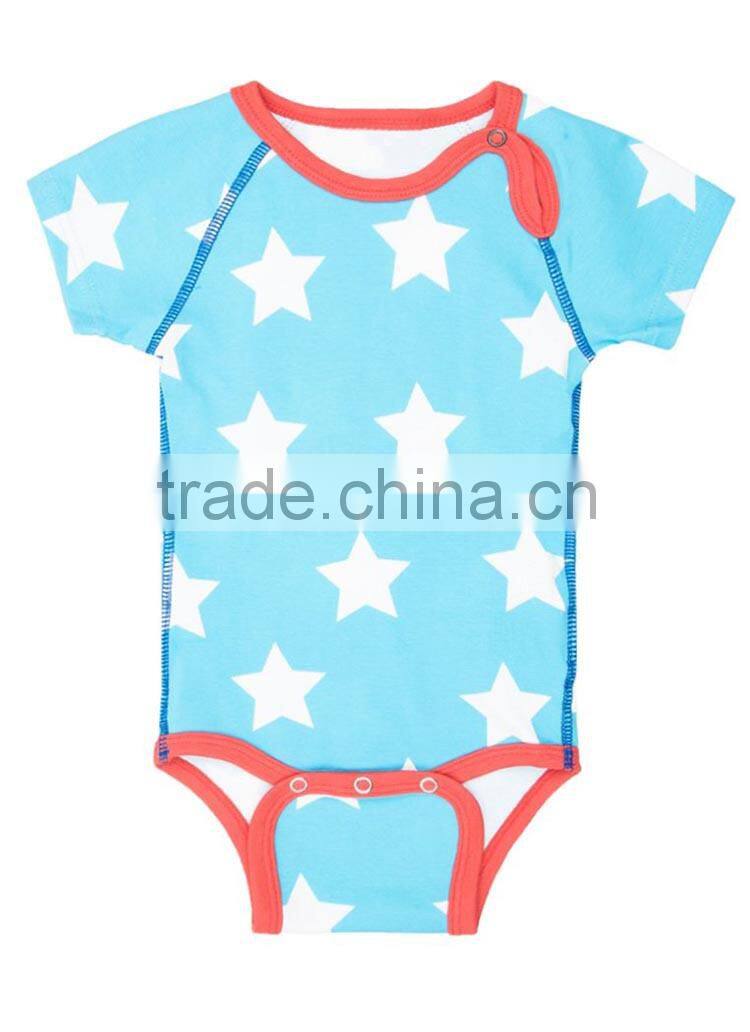 summer soft cotton sky blue baby romper sets printed star baby boy romper clothing