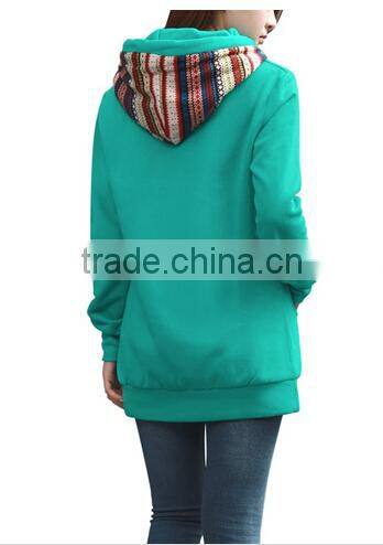 2014 Winter Novelty Prints Pockets Front Lined Hoodie for Women