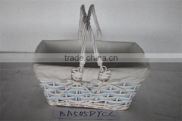 wicker storage basket with movable handles