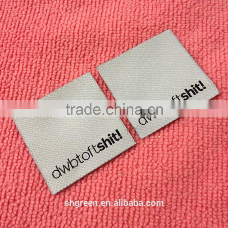 off white cotton woven label,center fold size woven tags