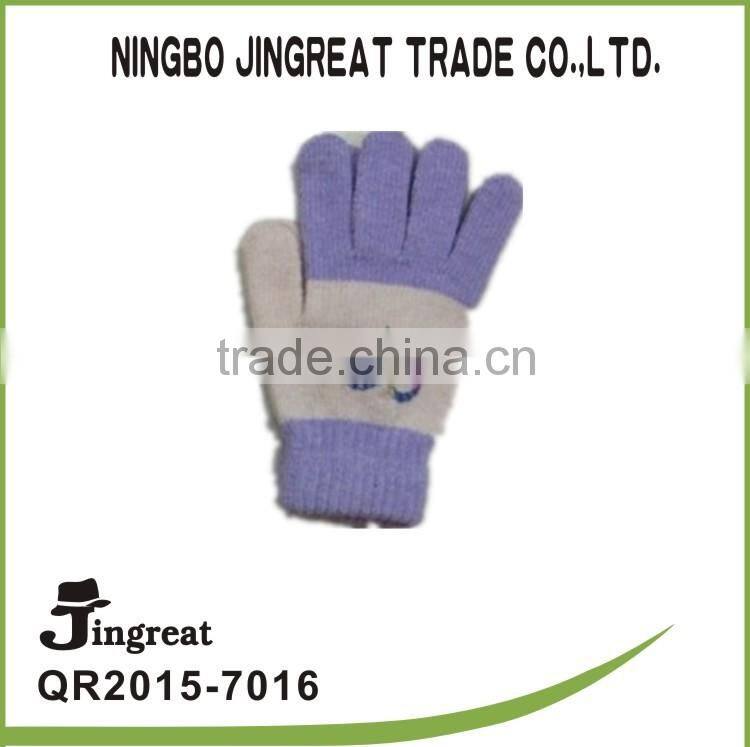2015 new style gray and red have jacquard knitted glove