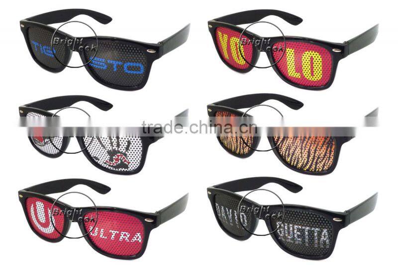 2014 New Collection Pinhole Sticker Fans Glasses With Flag printing lens Sticker Promotion 2014 Night Club Glasses (BSP2836)