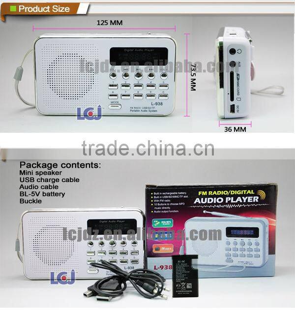 L-938 Fashion smartphone mini speaker with fm radio mp3 player