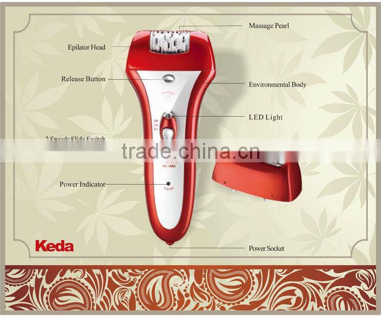 Electrical Rechargeable 2 Heads Ladies Epilator Shaver