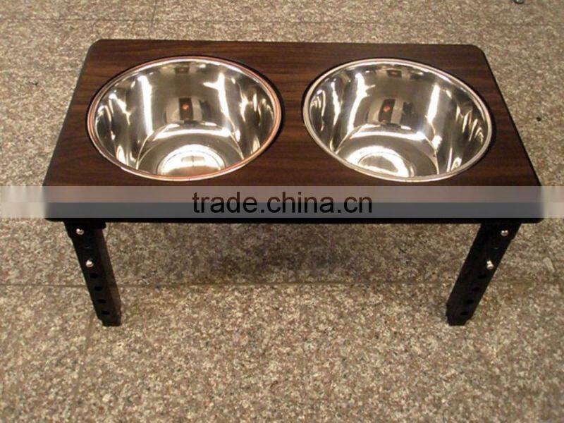 Factory wholesale stainless steel dog bowl dog feeder wood dog bowl stand