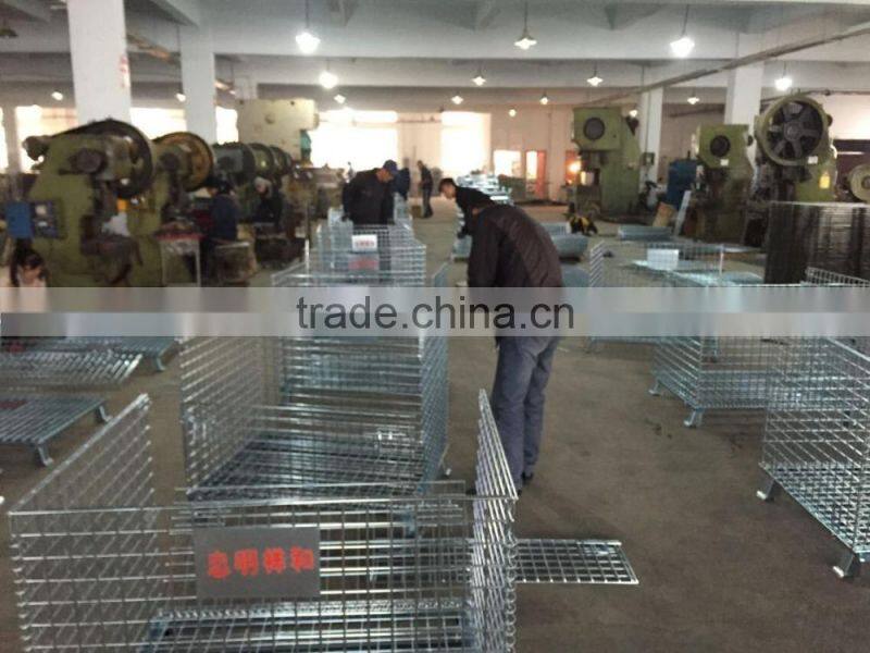 Perdurable warehouse folding steel storage cage
