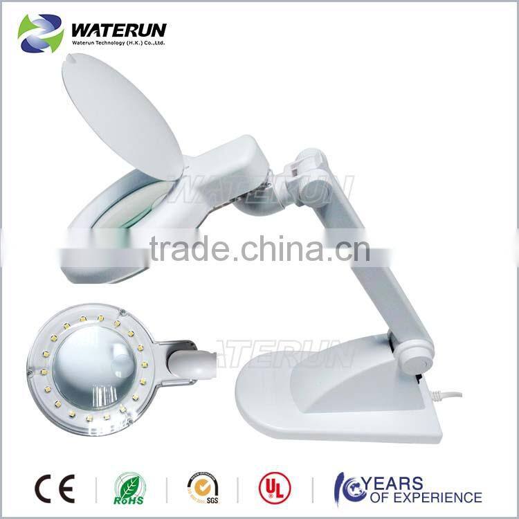 Flexible arm desktop 4" magnifying glass lamp with LED