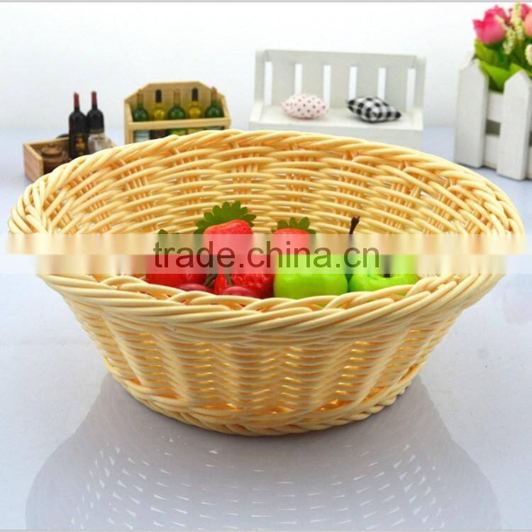 S&D pe rattan hand weaving eco-friendly small round nature color fruit vegetable storage bakset
