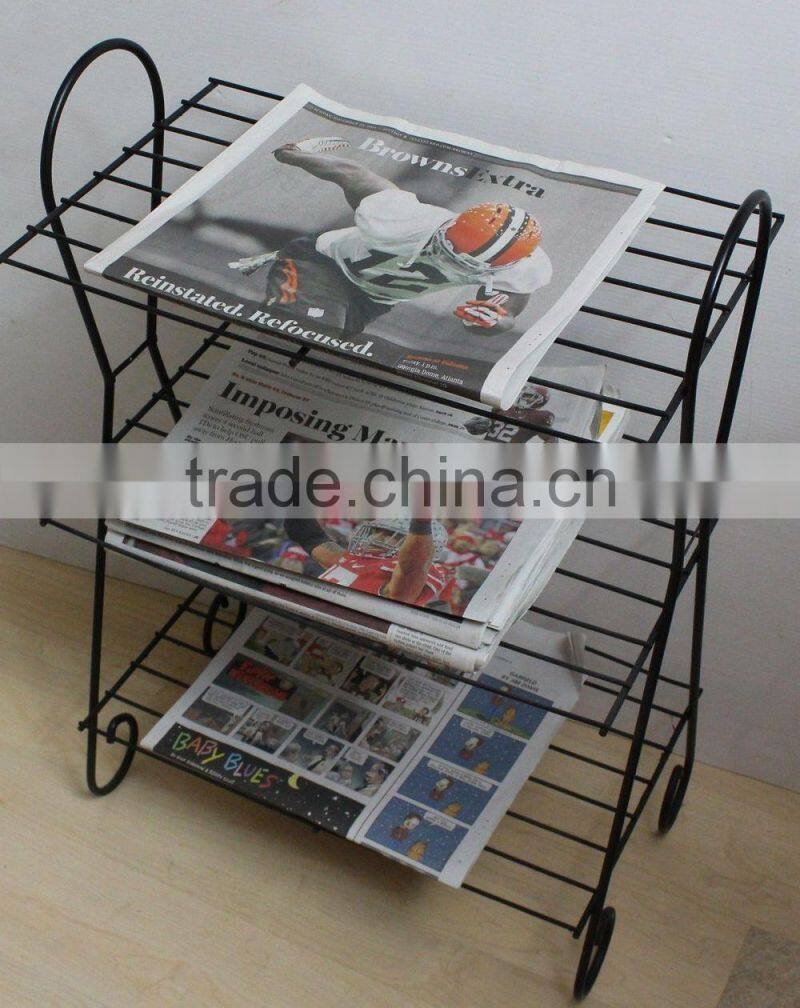 Vintage Mid Century Modern Wire Rack Record Holder Newspaper Stand