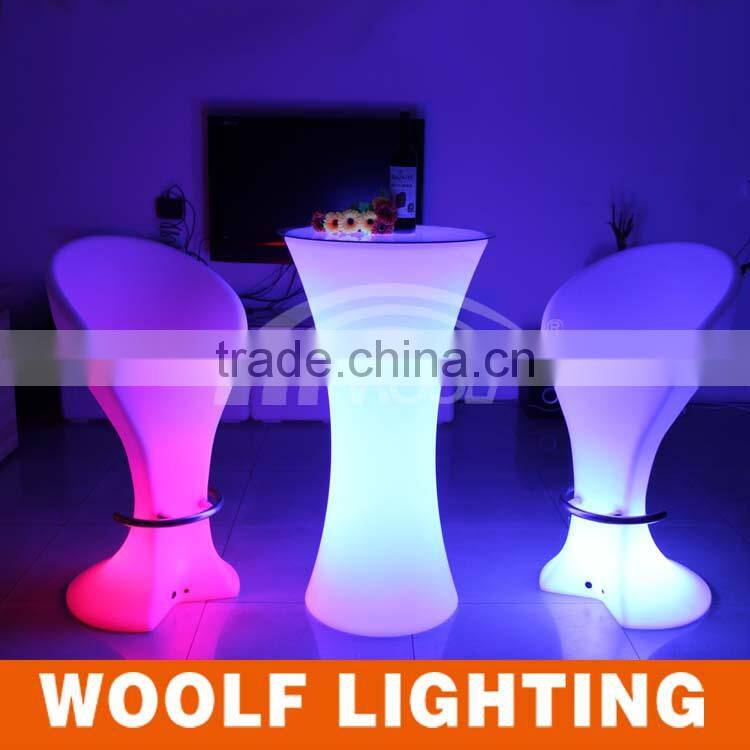 PE Plastic rechargeable LED round cocktail table furniture