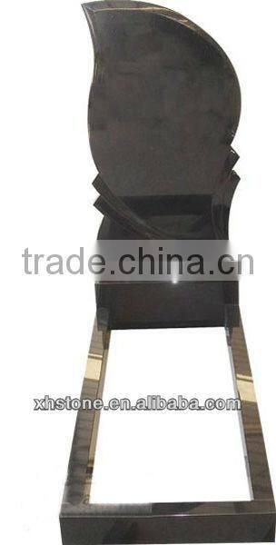 European white and black polished headstone