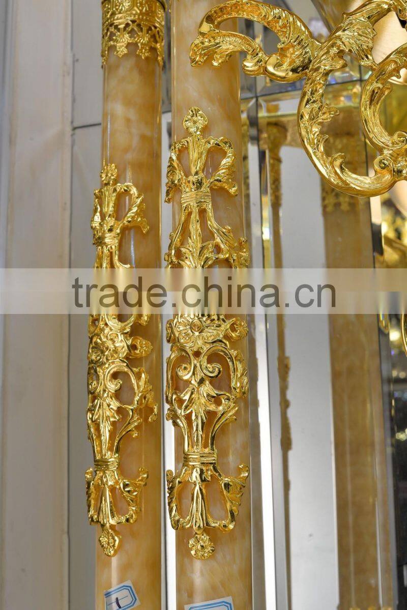 Latest Design Double Layer Grandfather Antique Clock, 24K Gold Copper Clock, Onyx Tube Marble Base Floor Clock