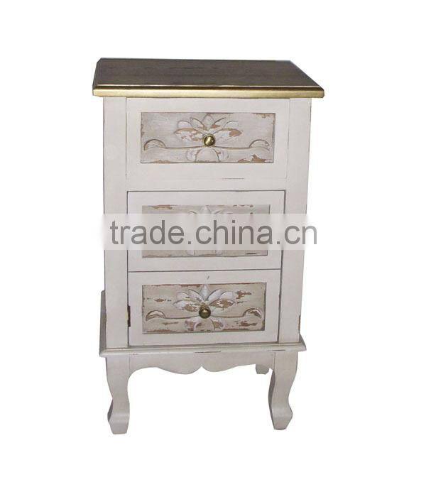 Antique White Finish Wooden Cabinet Retro Wooden Carved Cabinet Cheap Wooden Cabinet Wholesale