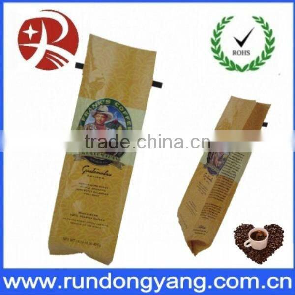 Stand up plastic coffee bag with zipper /bottom gusset bag