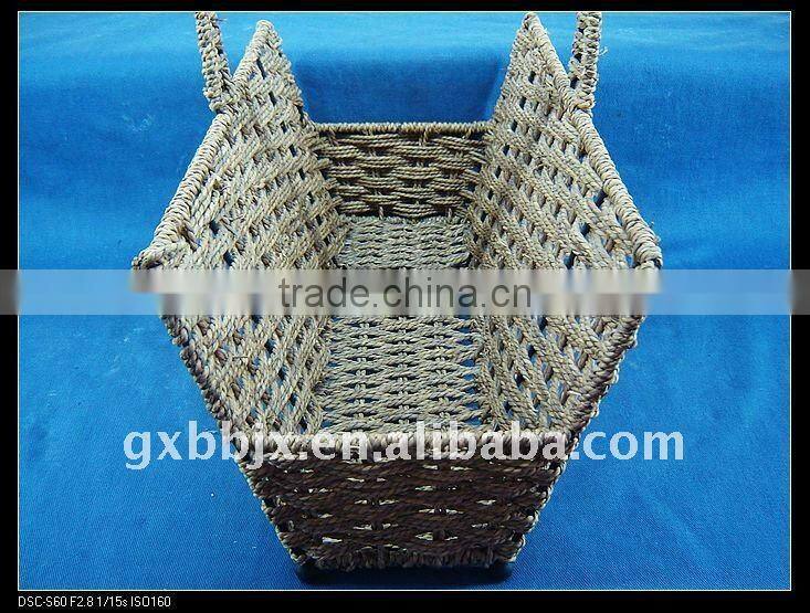 Nature seagrass woven book storage holder with handle